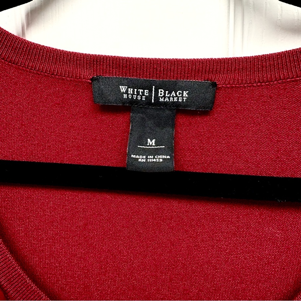 White House Black Market Red Cardigan with Floral Accents - Picture 2 of 10